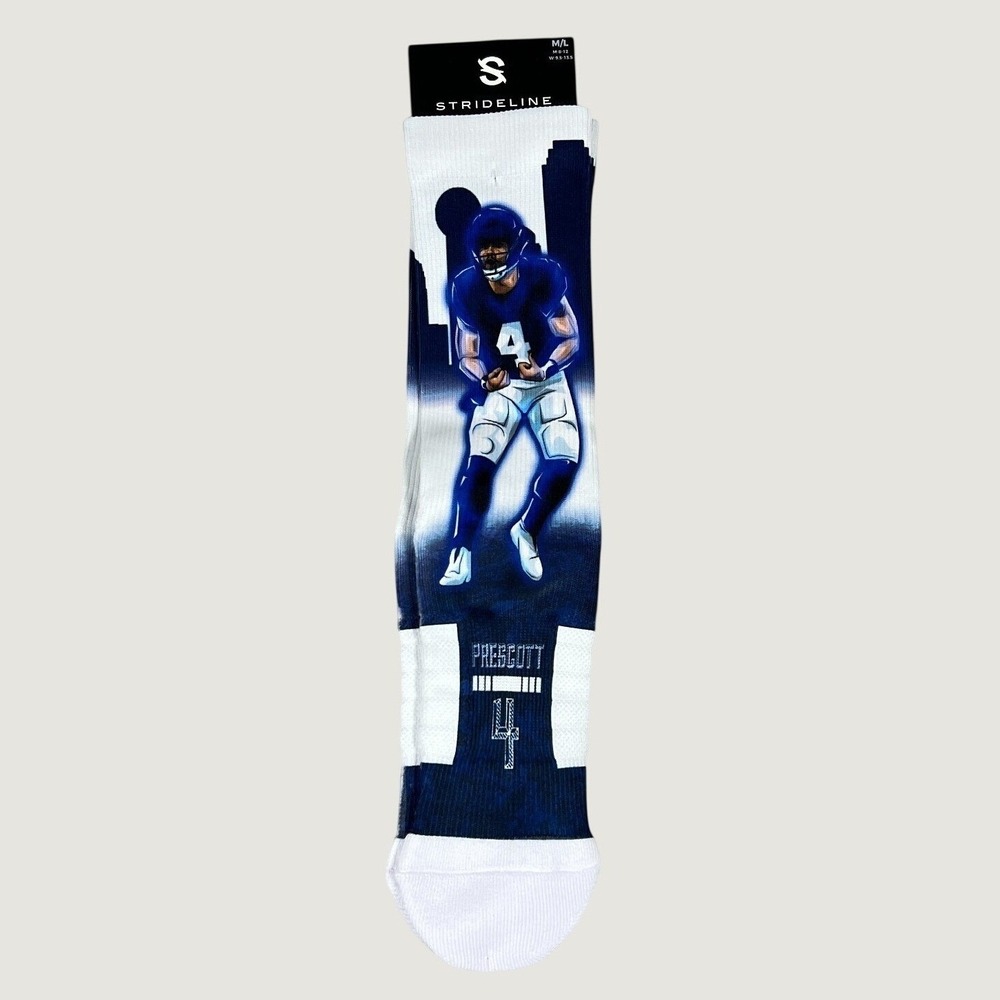 Strideline Dak Prescott Dallas Cowboys Hometown Hero Crew Socks Men M/L 8-12 NEW